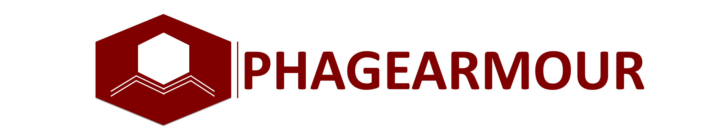 Logo of Phage Armour with a hexagonal shape, black background, and red and black text reading 'PHAGEARMOUR'.