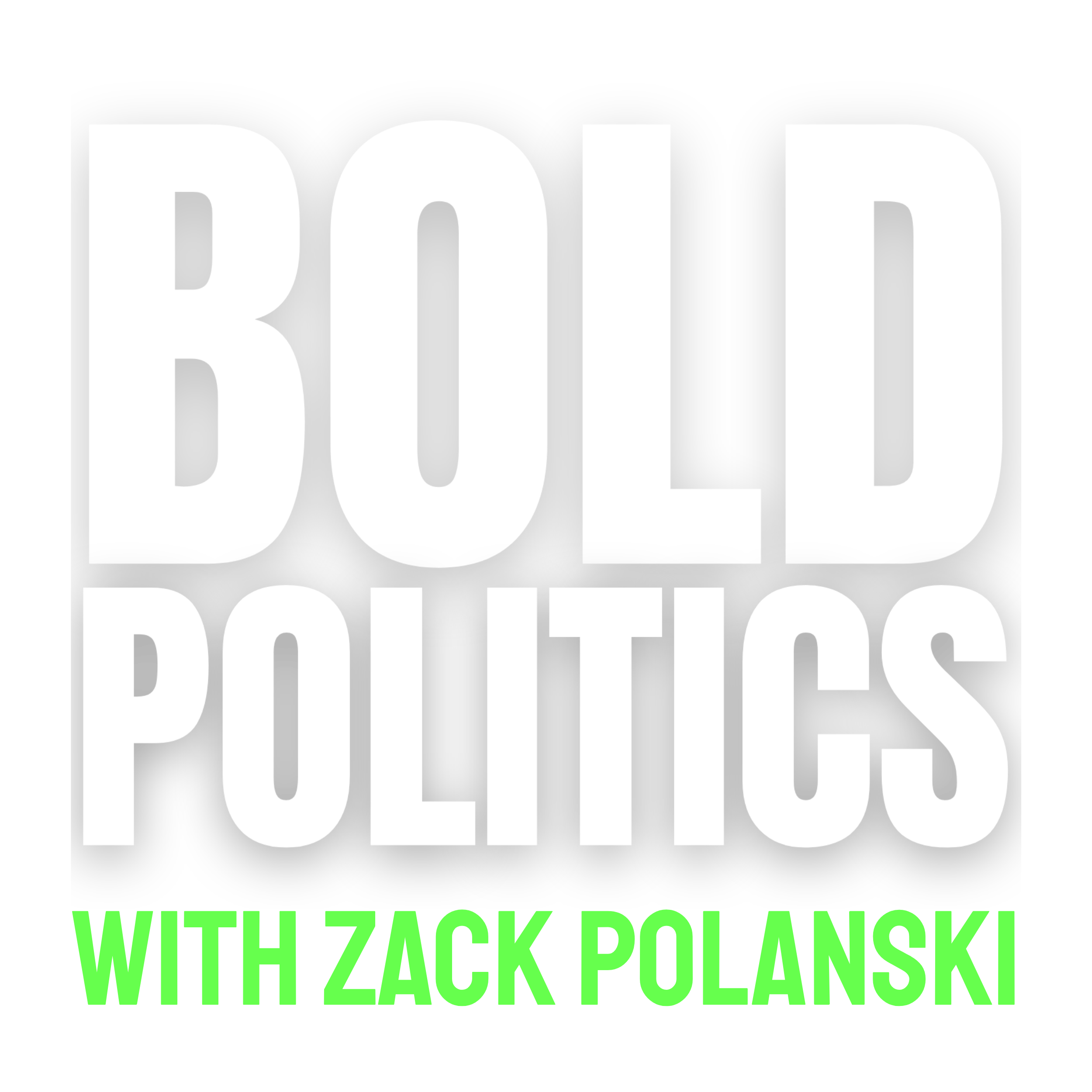 Bold white text on a black background that reads 'BOLD POLITICS' with smaller bright green text underneath that reads 'BLACKLANE'.
