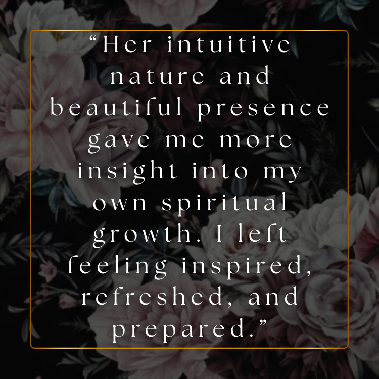 Inspirational quote about spiritual growth over a floral background
