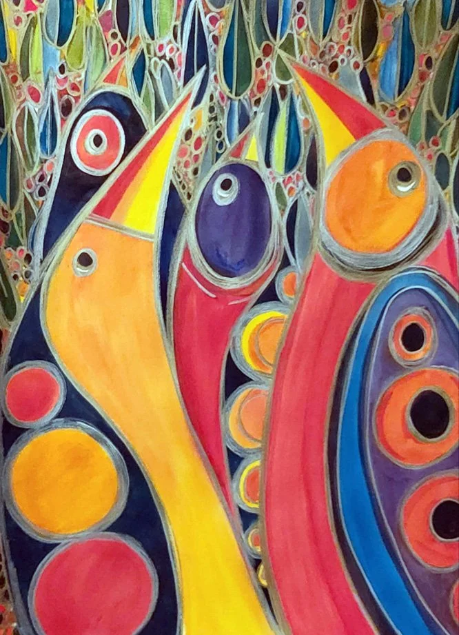 THE THREE MAGI (2024) 
Watercolour and ink on paper 
Dimensions: w: 74cm h: 68cm 
(Sold)