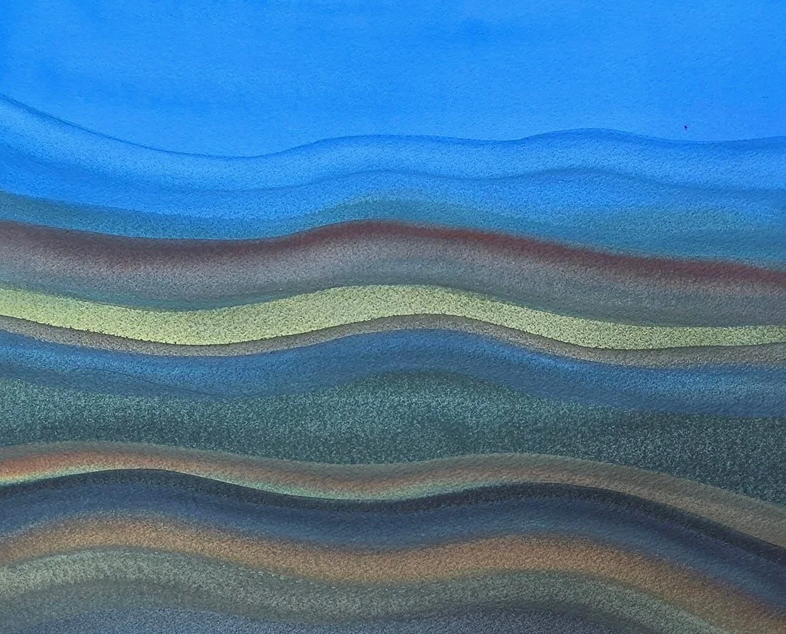 UNDER BLUE (2026)
Watercolour on Arches paper 
Dimensions: w: 58cm h: 51cm
£450