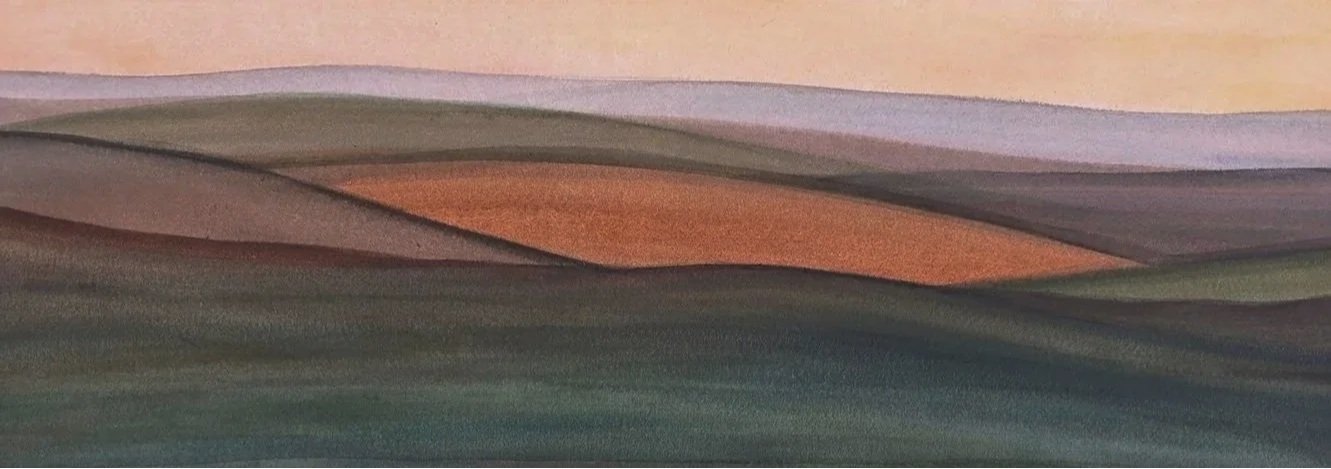 A PEACEFUL SEPTEMBER EVENING (2026) 
Watercolour on arches paper
Dimensions: w: 89cm h: 44cm
£600