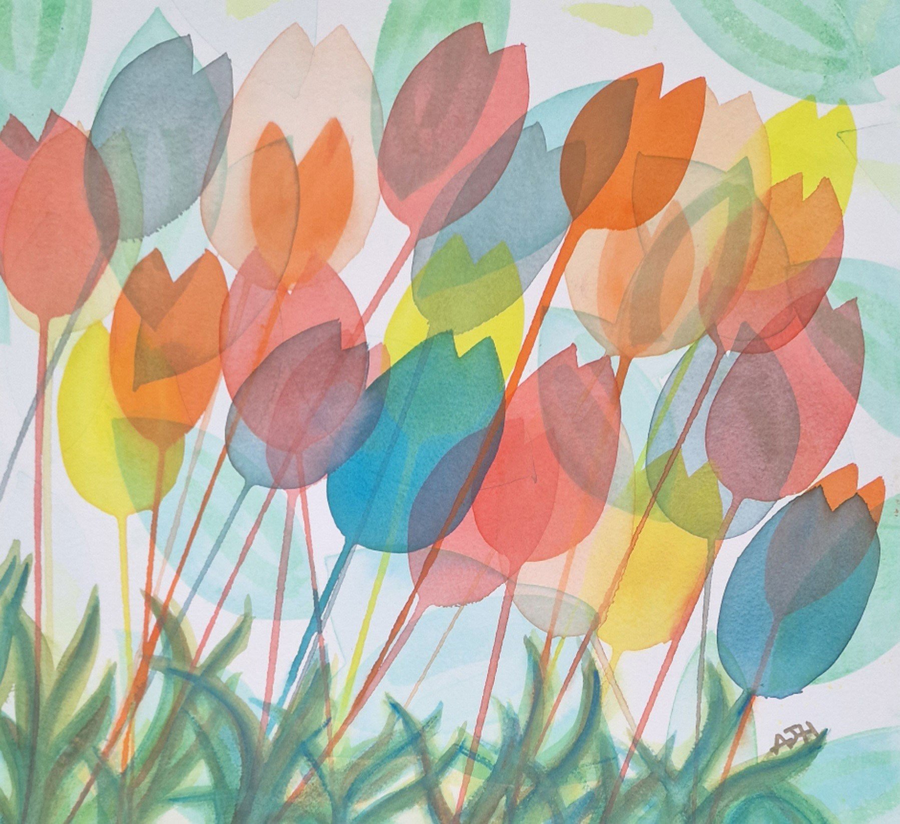 SWAYING IN THE SPRING BREEZE HEAVENLY (2025)
Watercolour on arches
w: 64cm  h: 63cm 
(Sold) 