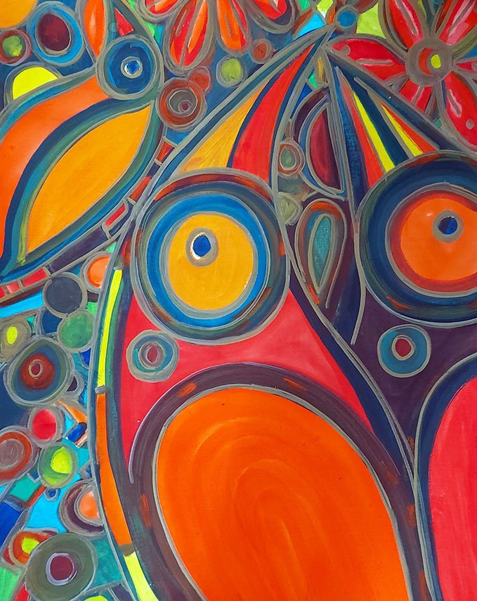 LOVEBIRDS
Watercolour and ink on paper 
Dimensions: w: 53cm h: 60cm 
(Sold)