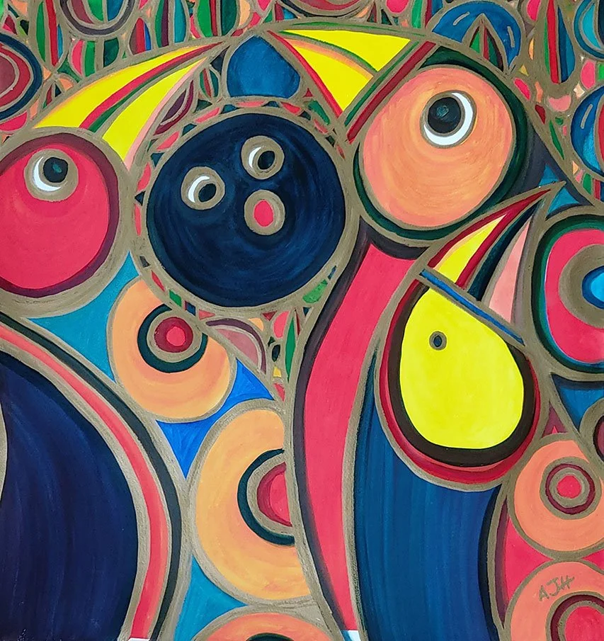 CUCKOO COMES IN APRIL (2022) 
Watercolour and ink on arches paper 
Dimensions: w: 88cm h: 72cm 
(Sold)