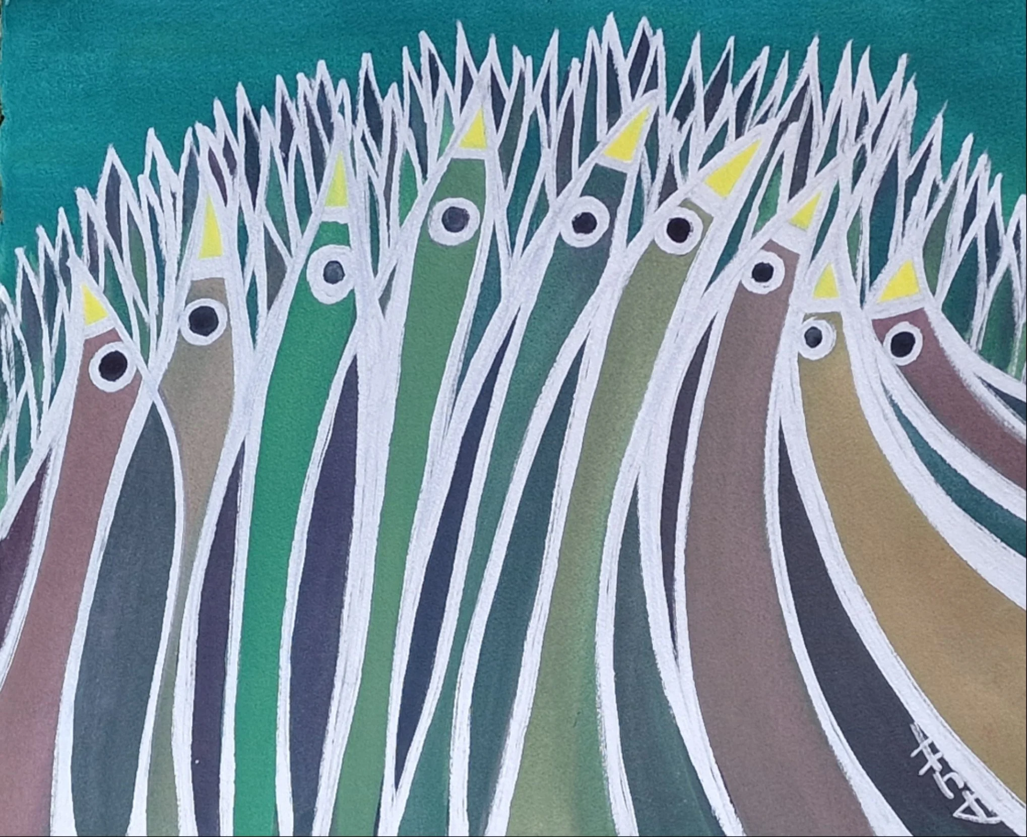 NINE TIMES BITTERN
Watercolour and silver ink on arches
w:71cm  h:64cm
£600