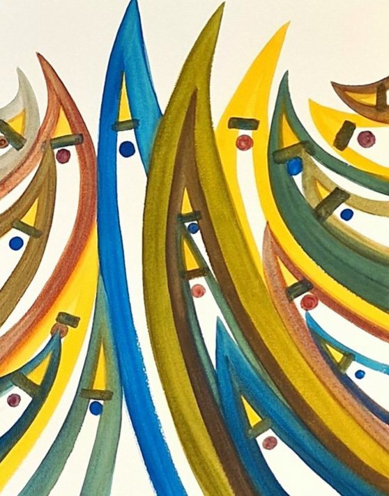SONG TO ZANZIBAR 
Watercolour on arches paper 
Dimensions: w: 69 h: 92cm 
(Sold) 