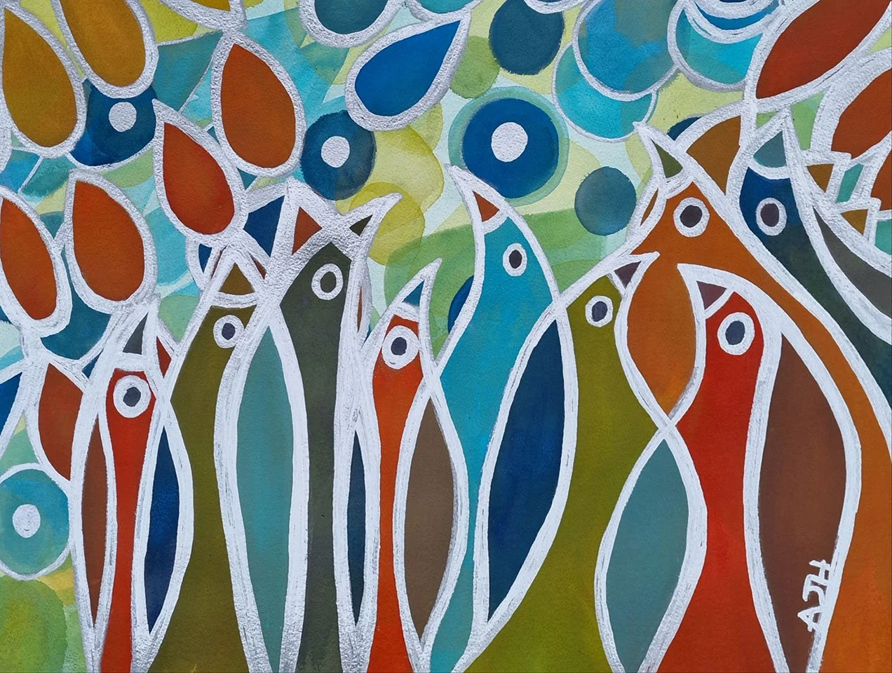 FIREBALLS & WATERFALLS
Watercolour on arches paper 
Dimensions: w: 88cm h: 68cm 
(Sold)