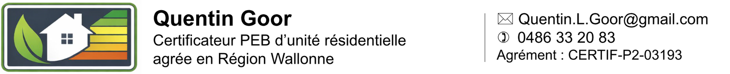 Quentin GOOR : Certificateur PEB agréé en Région Wallonne