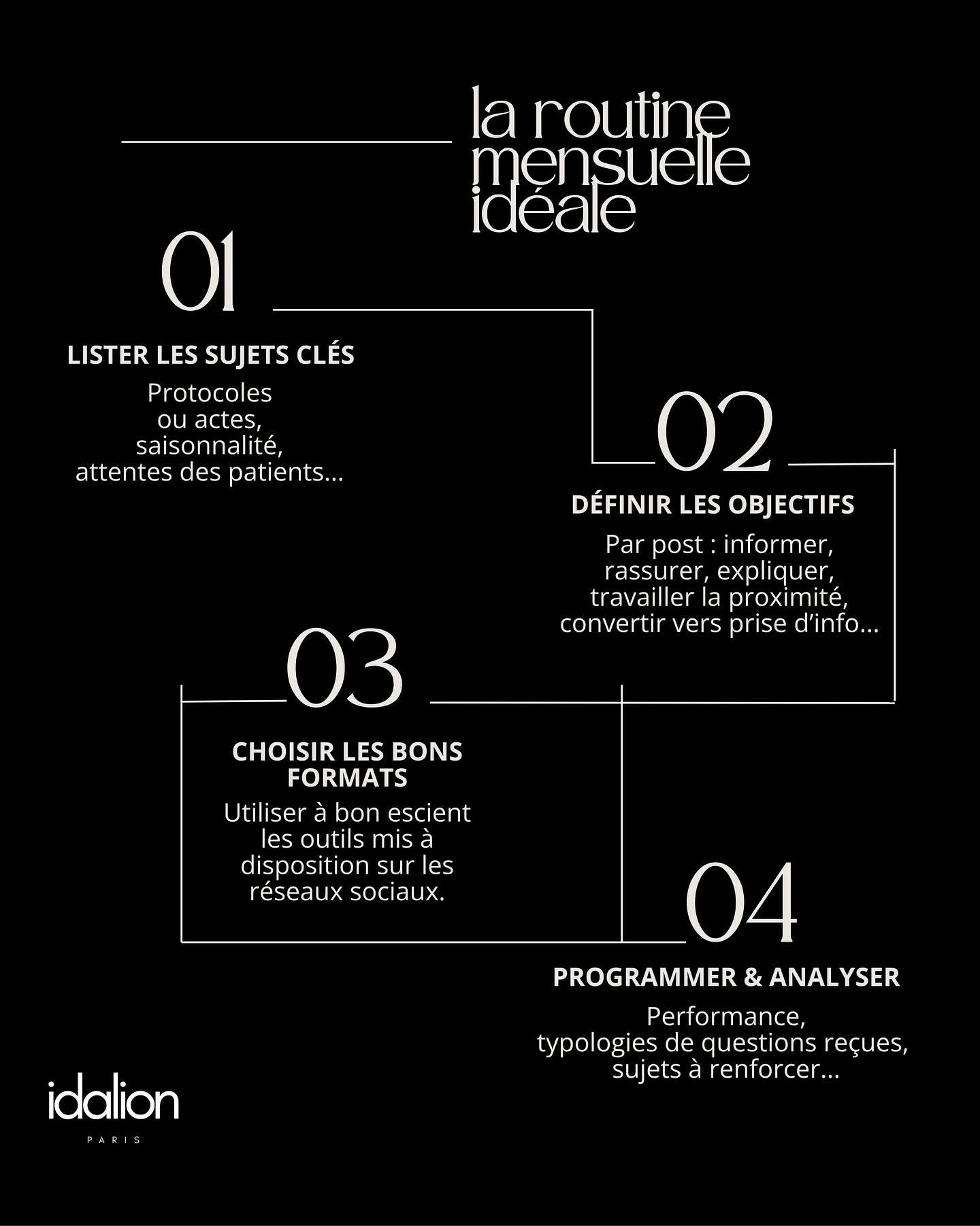 Un mois de contenu ne doit pas se construire au jour le jour.

📆 Structurer, planifier et anticiper = gain de temps + coh&eacute;rence + impact.

🔗 Chez Idalion Paris, nous accompagnons les praticiens dans l&rsquo;organisation strat&eacute;gique de