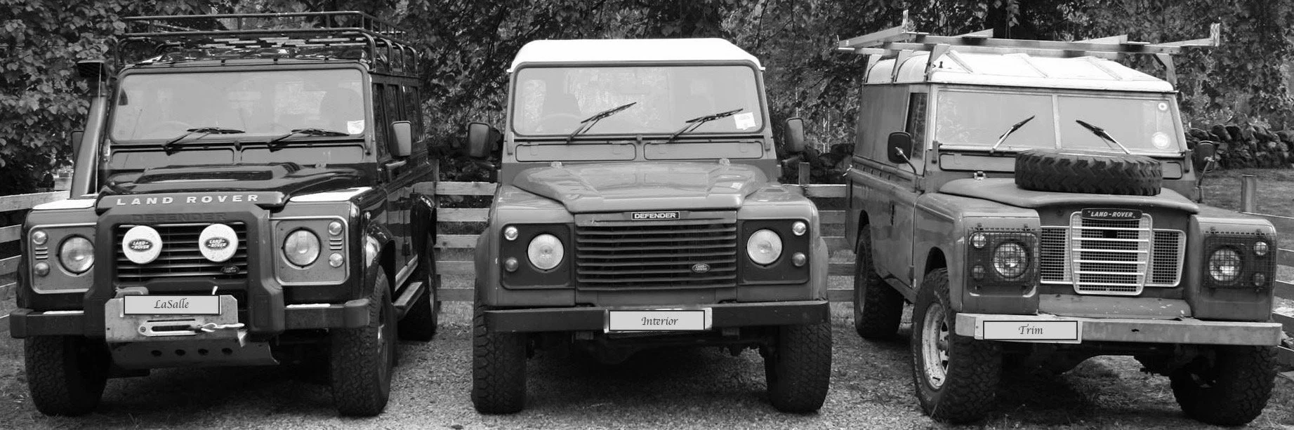 Lasalle interior trim landrovers over the years. Defender 110, Defender 90 and Series land rover.