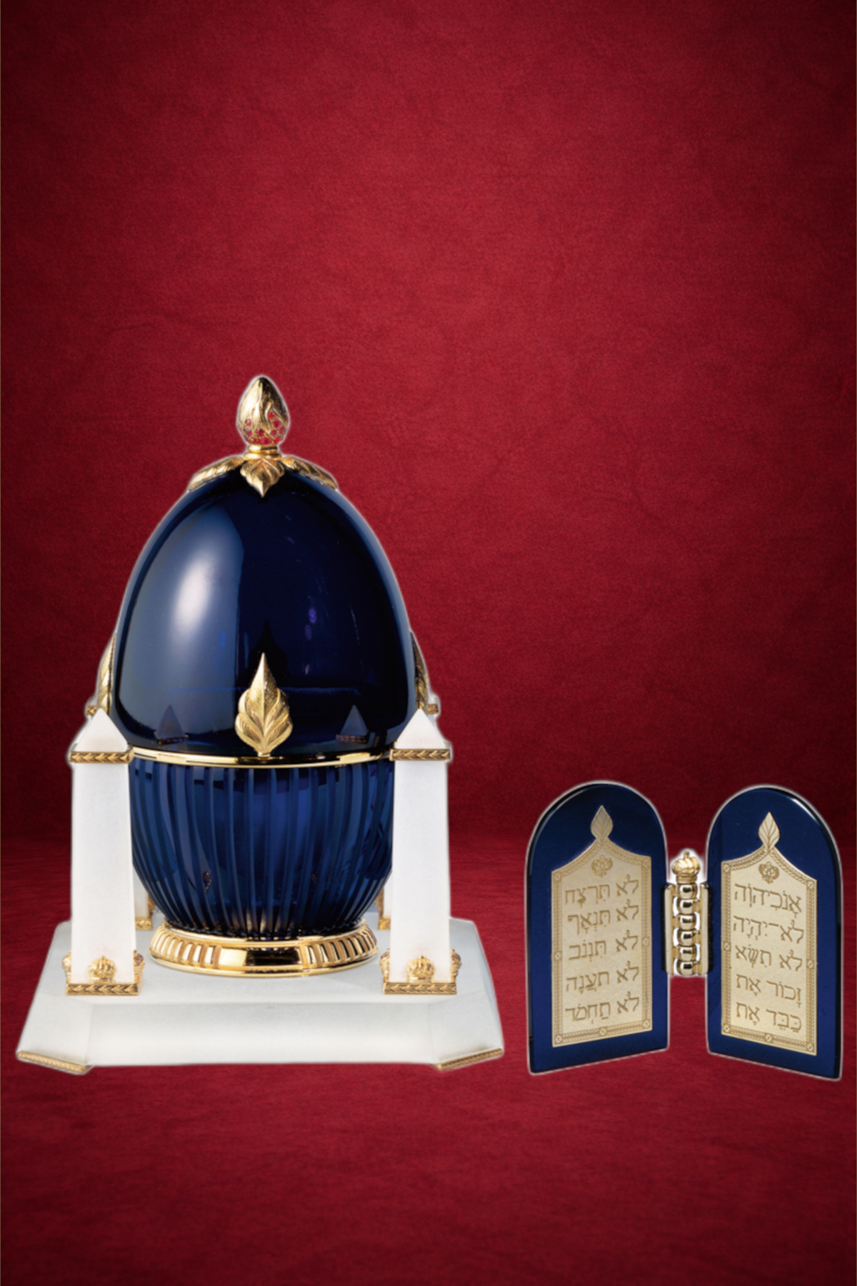 Egg of the Covenant creation by Theo Fabergé inspired by biblical symbolism crafted in gold and enamel.