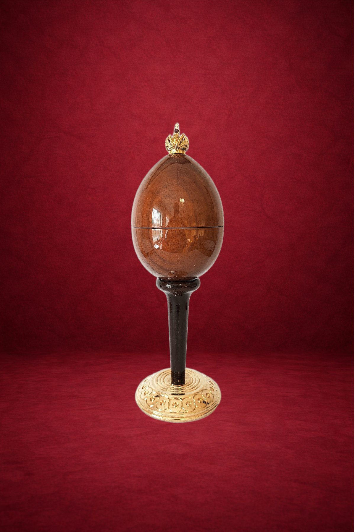 Hole in One Egg creation by Theo Fabergé celebrating theatrical themes with elaborate gold and enamel detailing.