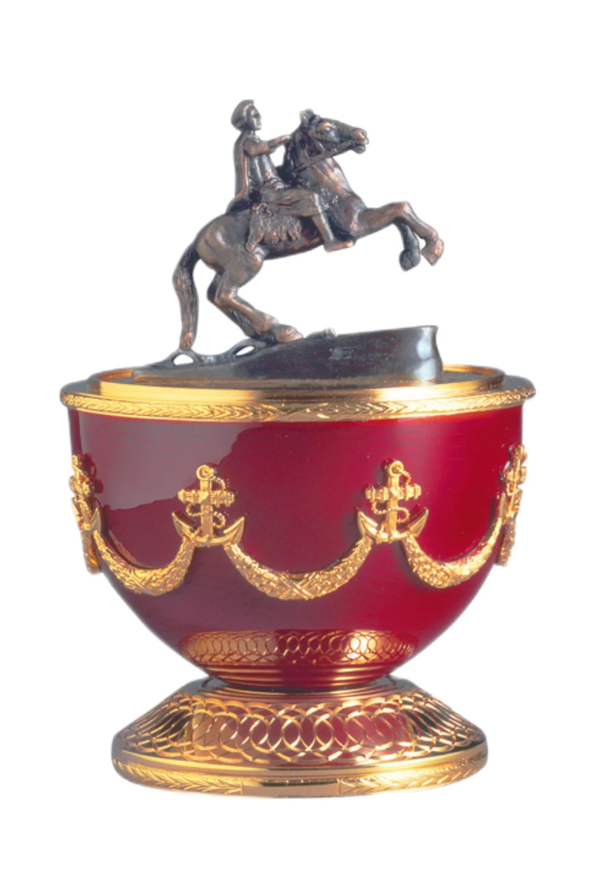 Peter The Great Egg open to reveal its handcrafted surprise.