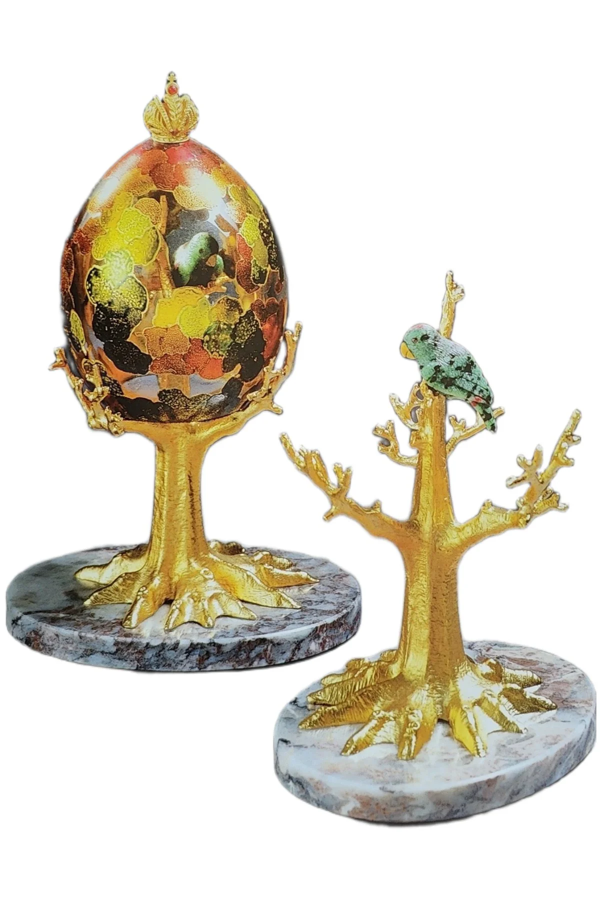 Tropical Egg open to reveal its handcrafted surprise.