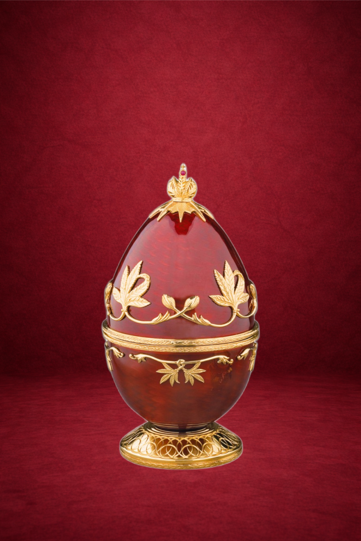 Red Admiral Egg creation by Theo Fabergé inspired by marine life and oceanic landscapes crafted in enamel and gold.