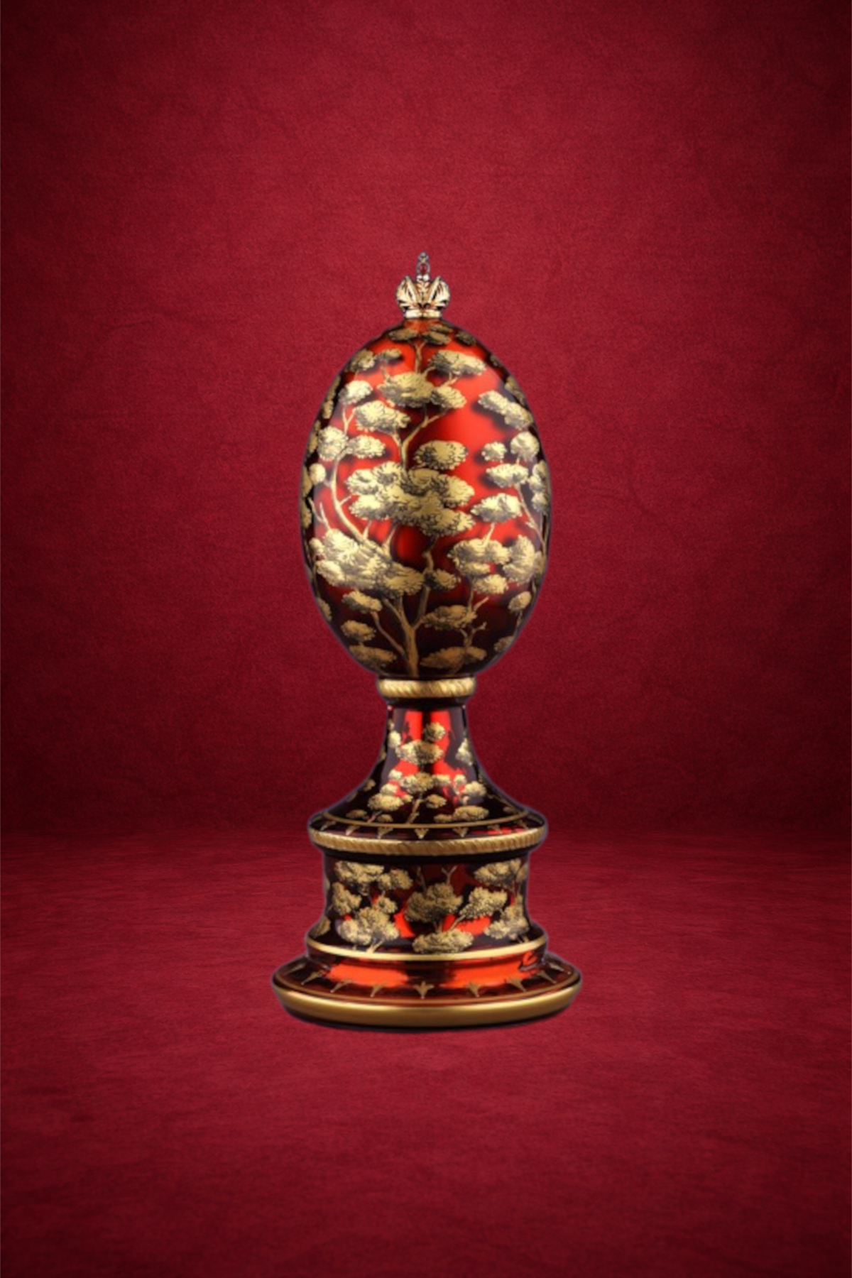 Cherry Blossom egg creation by Theo Fabergé inspired by Japanese sakura blossoms with delicate enamel detailing.