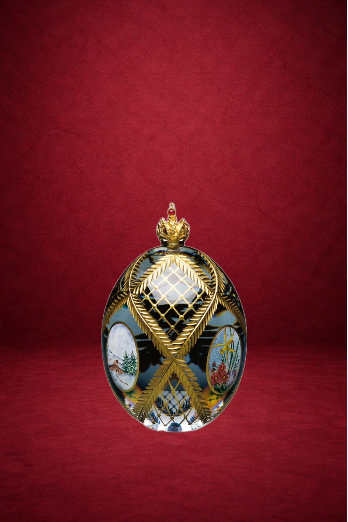 Four Seasons Egg creation by Theo Fabergé inspired by marine coral forms crafted in gold and enamel.