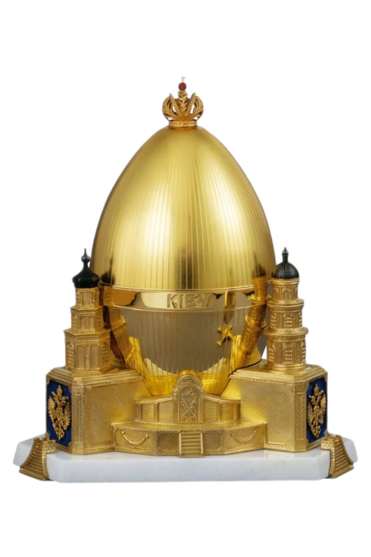 The Kiev Egg by Theo Fabergé, shown from the front.