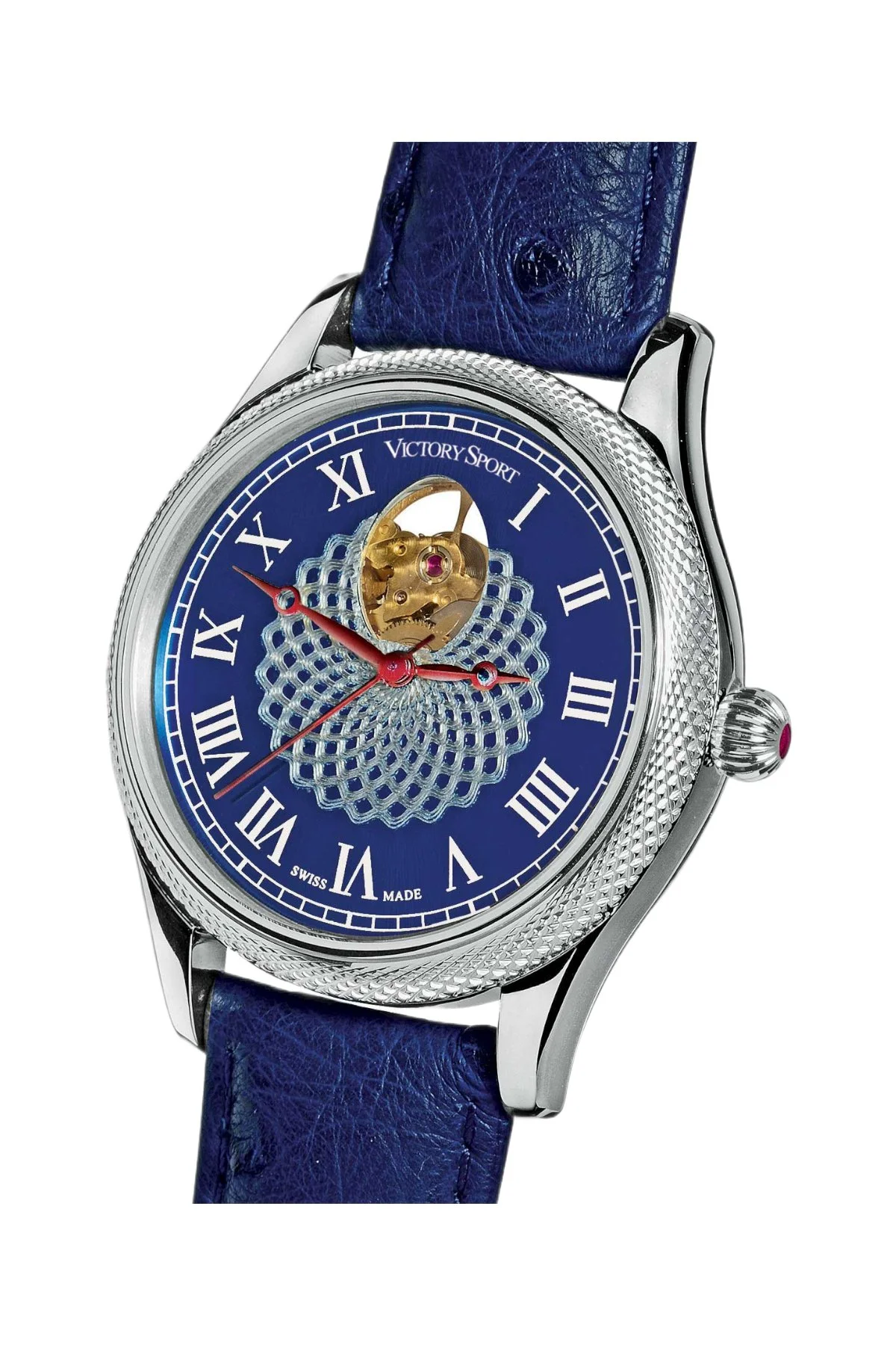 Series 9 Model 918 Victory Watch, a Swiss-made Theo Fabergé watch in sterling silver and sapphires.