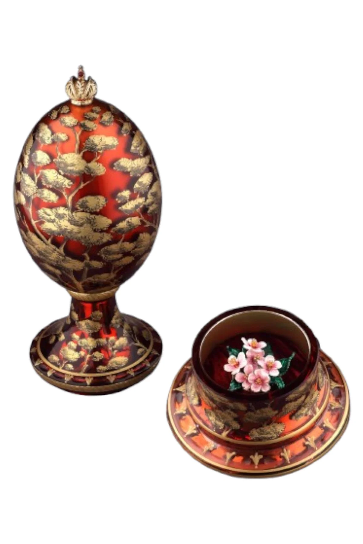 Cherry Blossom Egg, an original Theo Fabergé Egg creation in crystal and gold.
