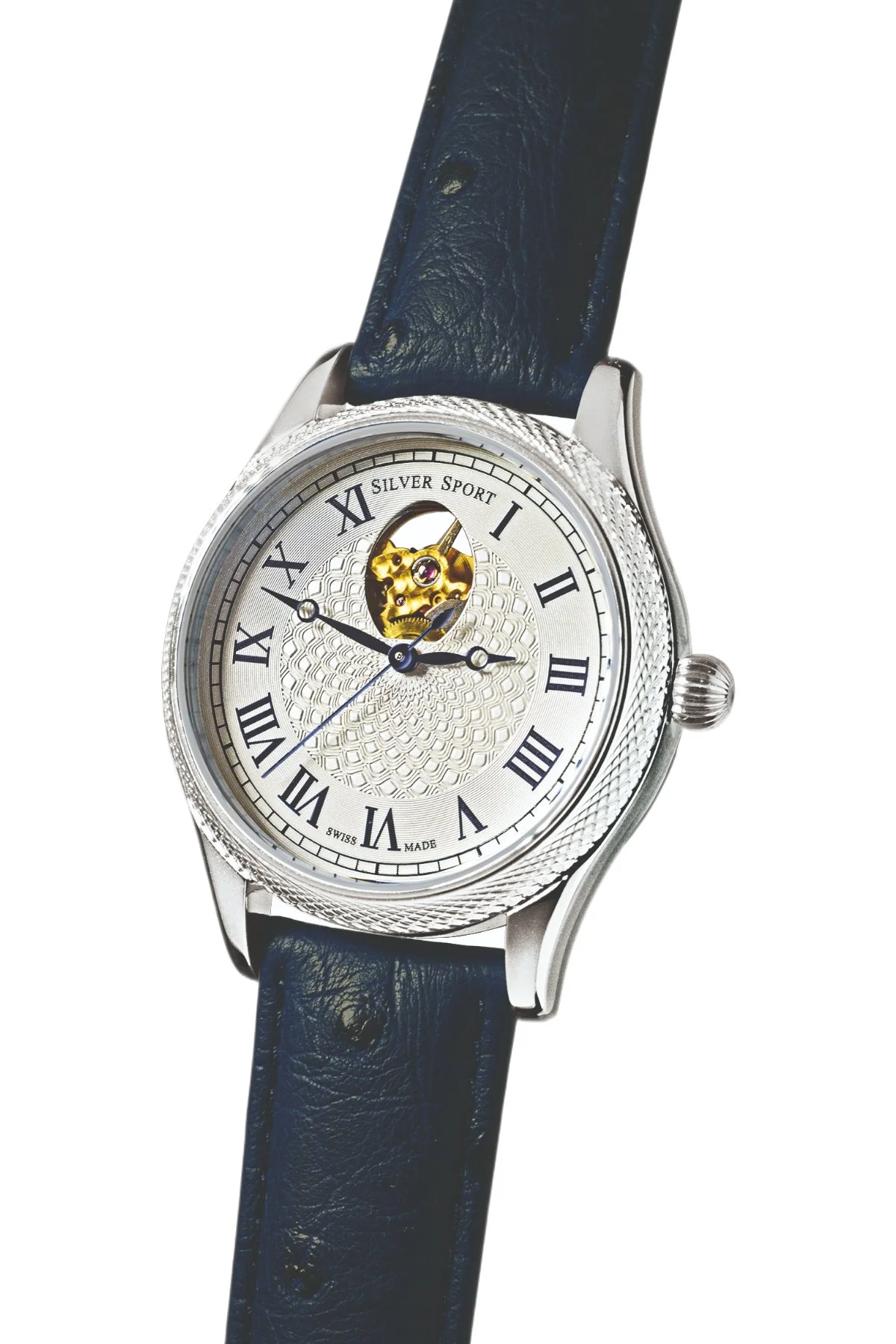 Series 9 Model 901, a Swiss-made Theo Fabergé watch in sterling silver and sapphires.