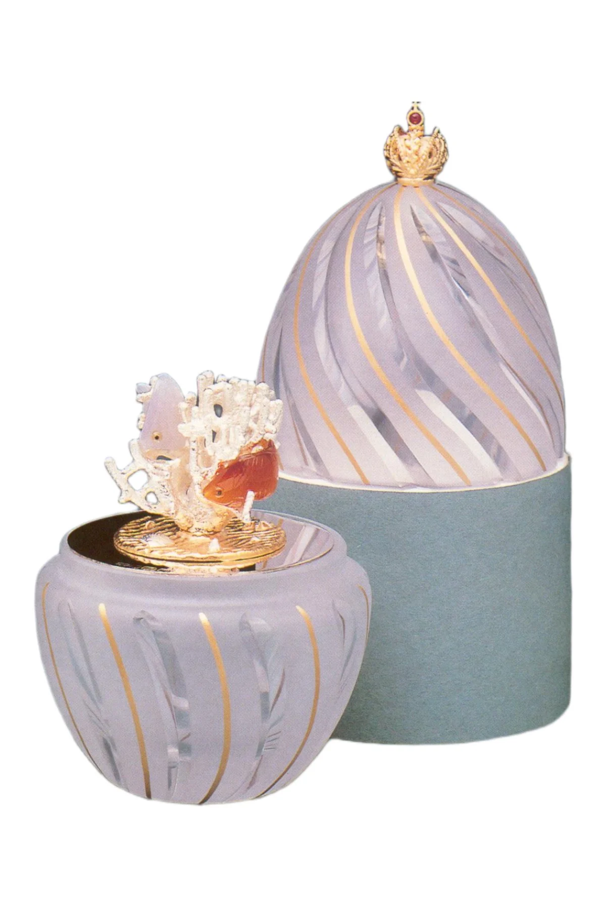 Coral egg creation by Theo Fabergé inspired by marine coral forms crafted in gold and enamel.