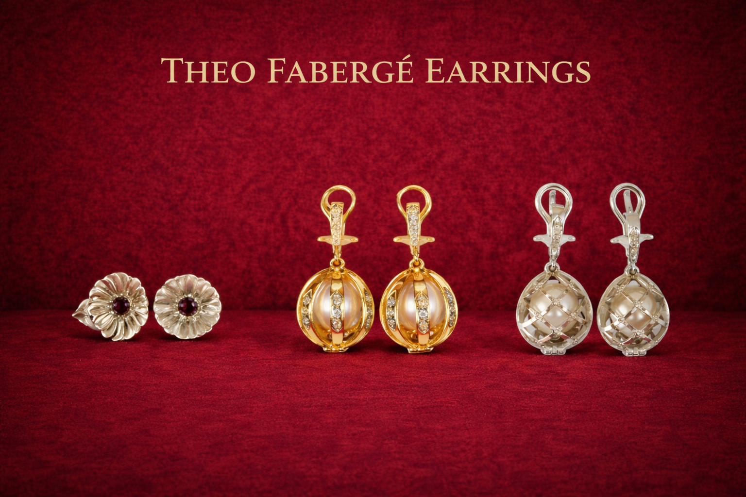 Theo Fabergé gold earrings featuring gemstone detailing crafted in the Fabergé jewellery tradition.