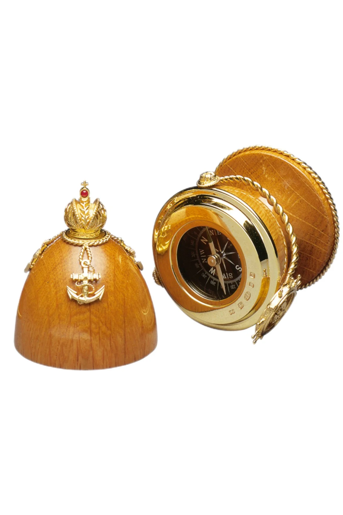 Shtandart Egg open to reveal its handcrafted surprise.
