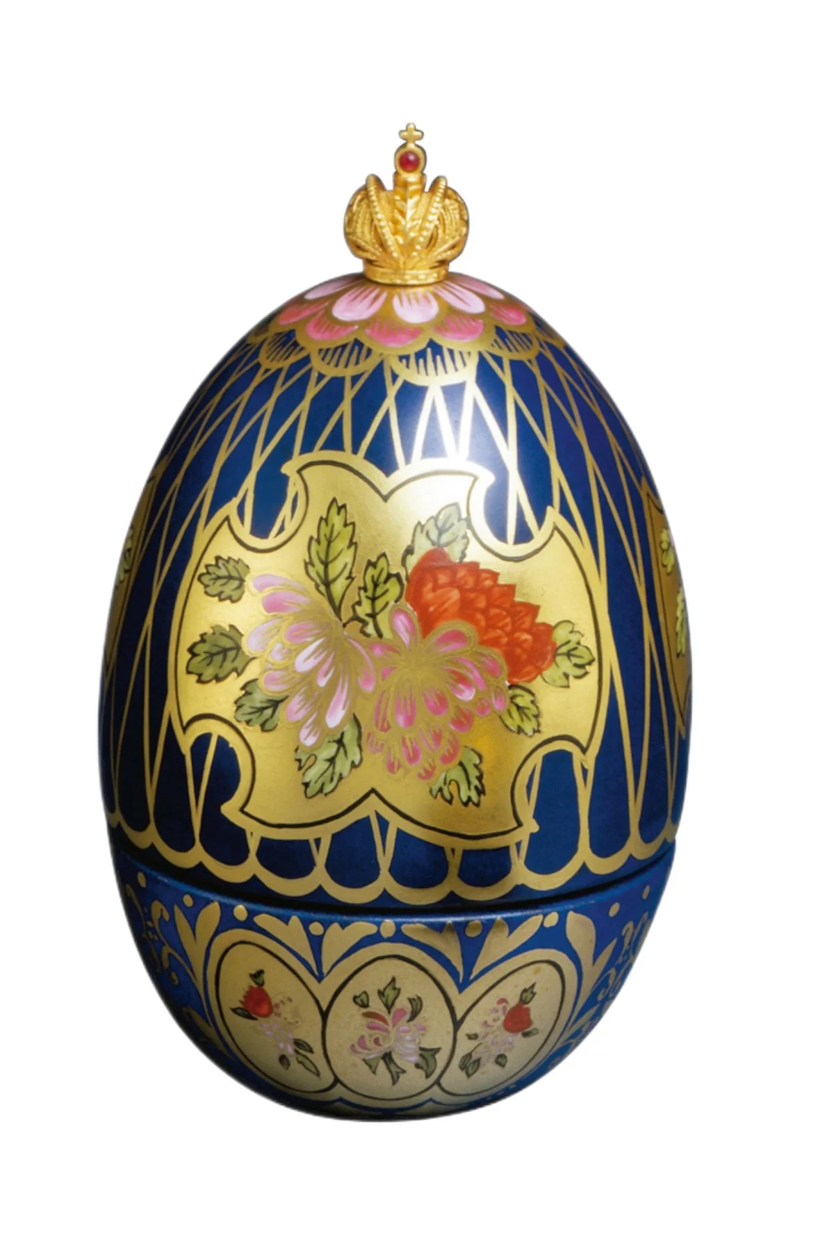 The Imari Egg by Theo Fabergé, shown from the front.