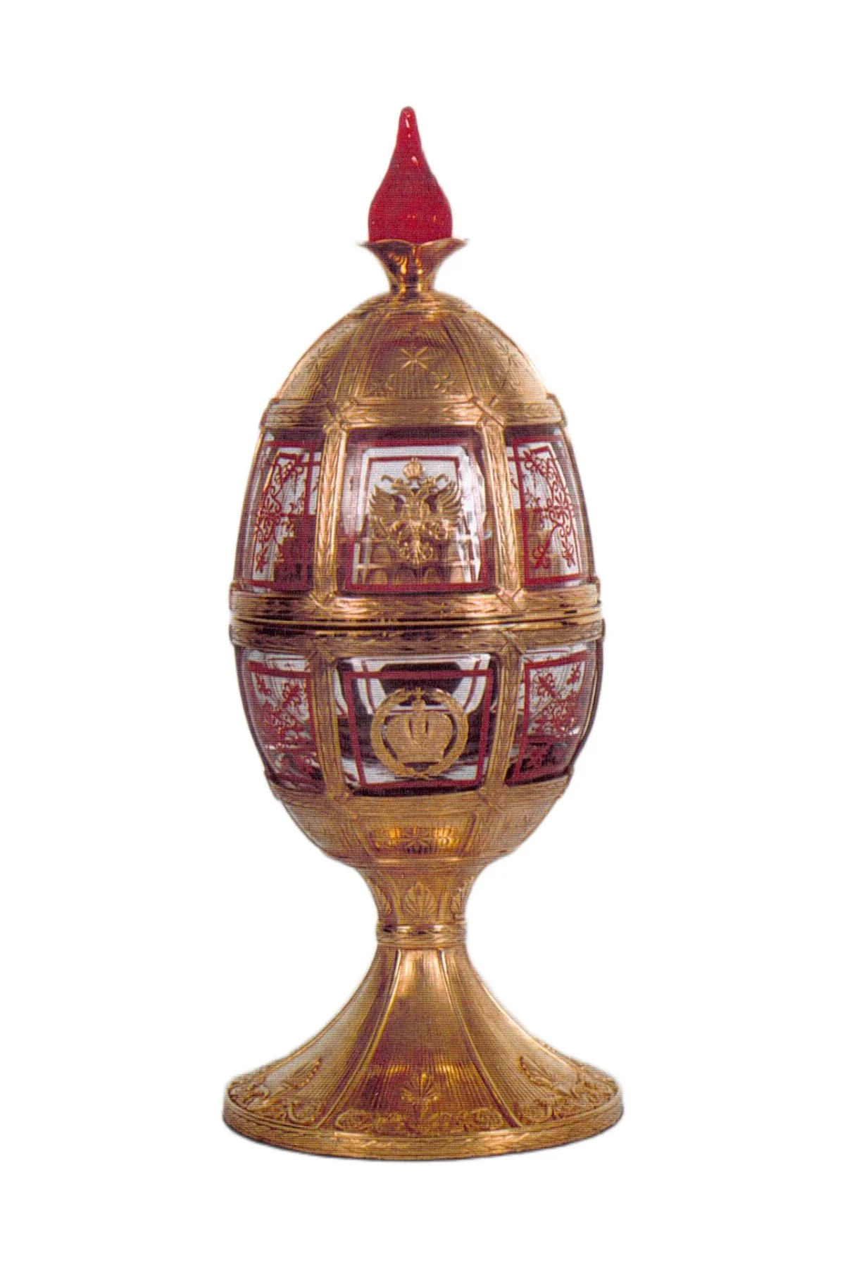 The Centennial Olympic Egg by Theo Fabergé, shown from the front.