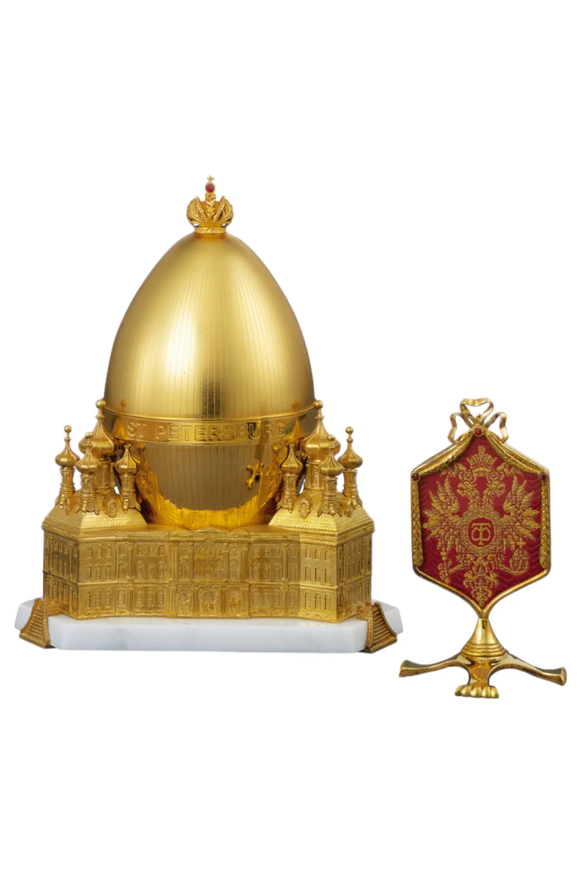 St Petersburg Egg open to reveal its handcrafted surprise.