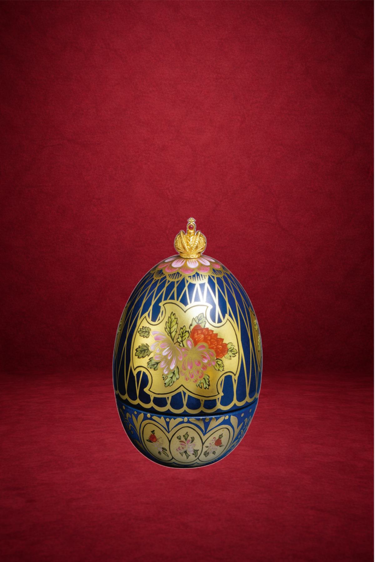 Imari Egg creation by Theo Fabergé inspired by the Russian Firebird legend crafted with vibrant enamel and gold.