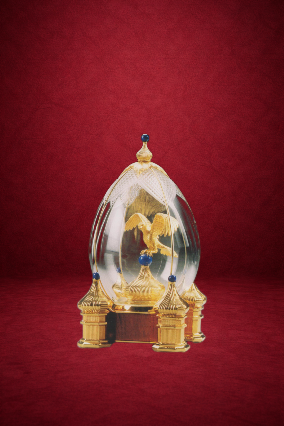Royal Falcon Hunt egg creation by Theo Fabergé inspired by traditional falconry with detailed enamel decoration.
