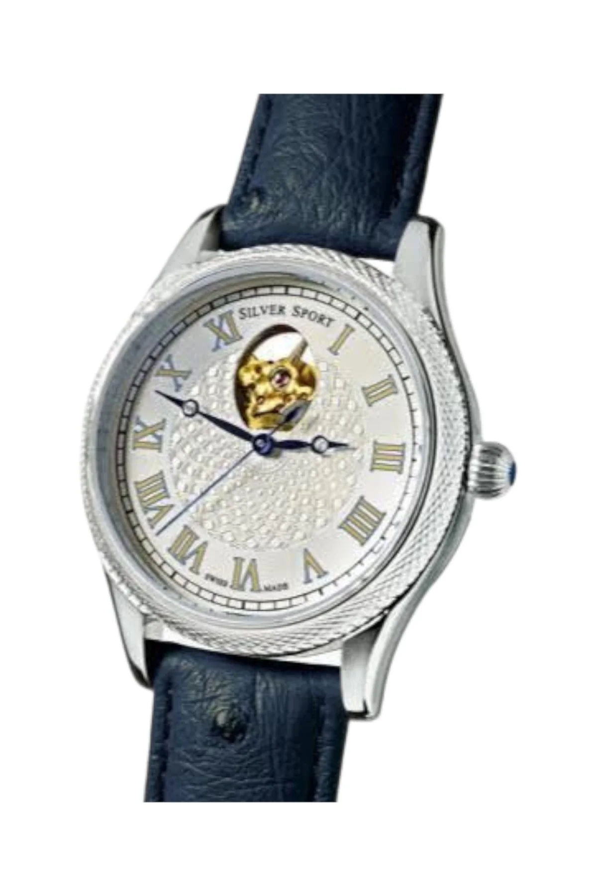 Series 9 Model 903, a Swiss-made Theo Fabergé watch in sterling silver and sapphires.