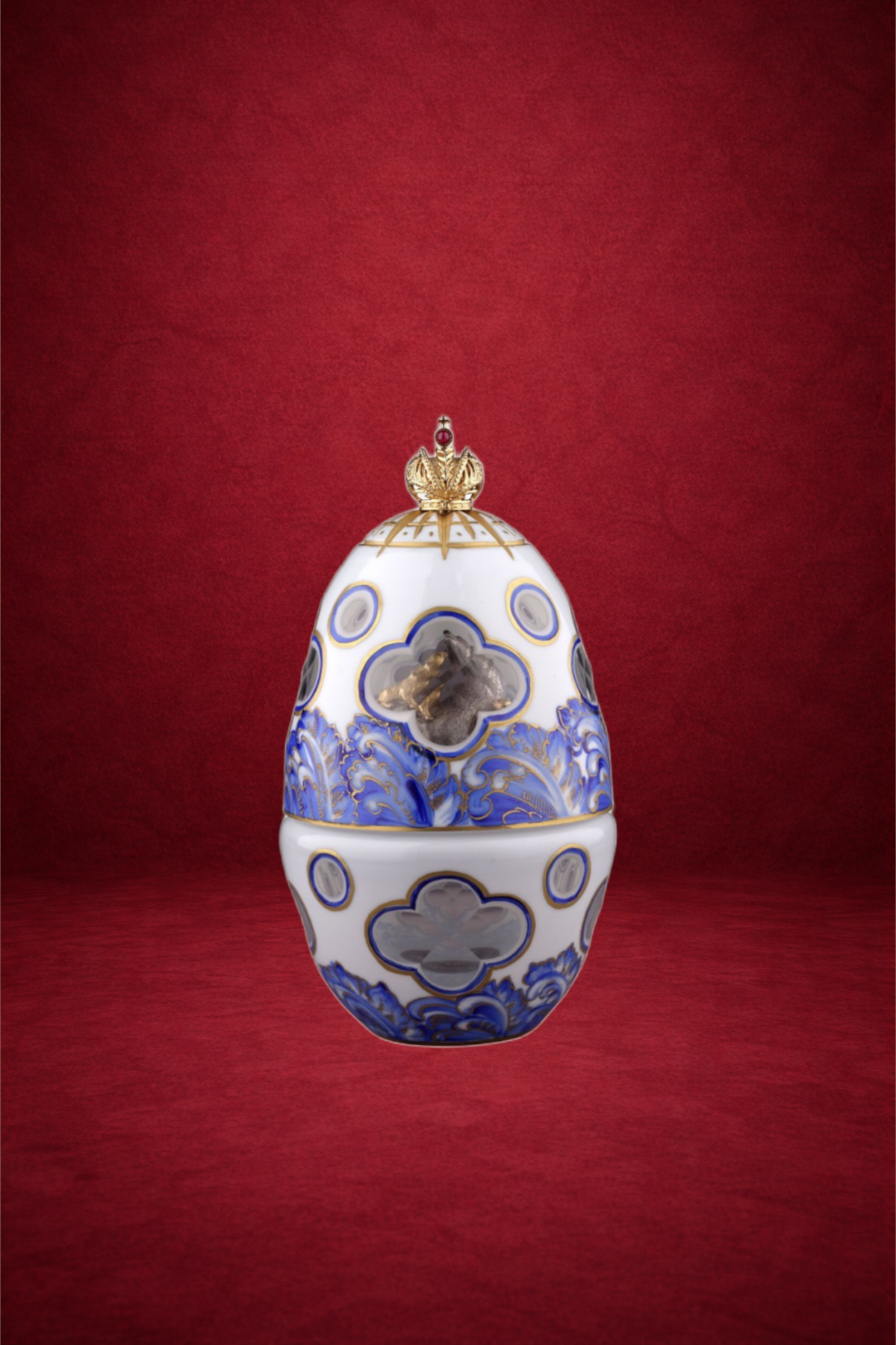 Arctic egg creation by Theo Fabergé inspired by northern polar themes with detailed enamel and gold craftsmanship.