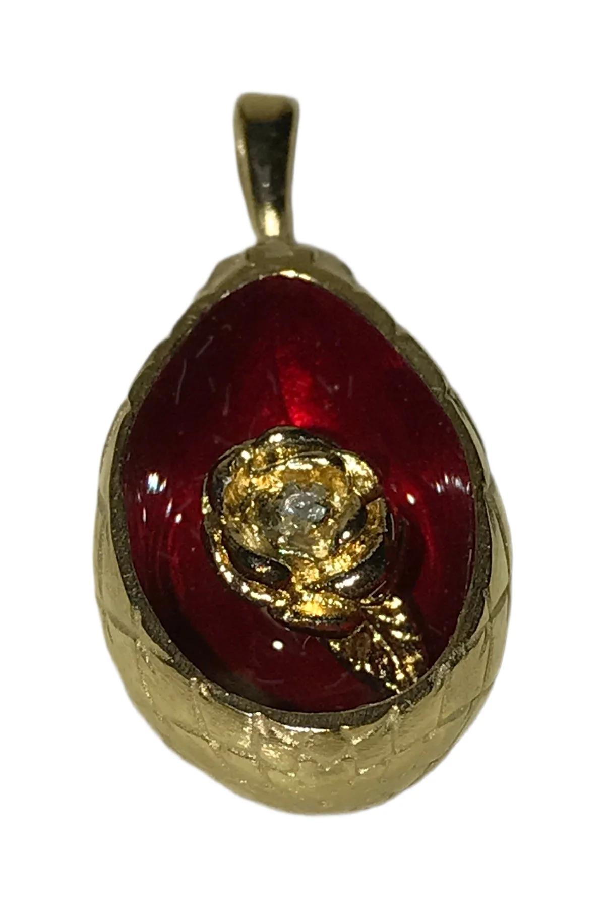 Ruby Rose Pendant by Theo Fabergé in sterling silver and enamel.