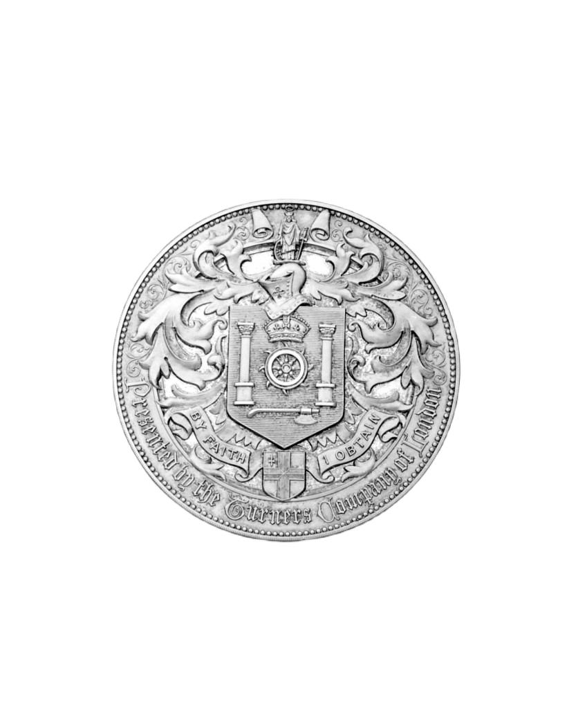 Lady Gertrude Crawford Medal awarded to Theo Fabergé for ornamental turning in 1978.