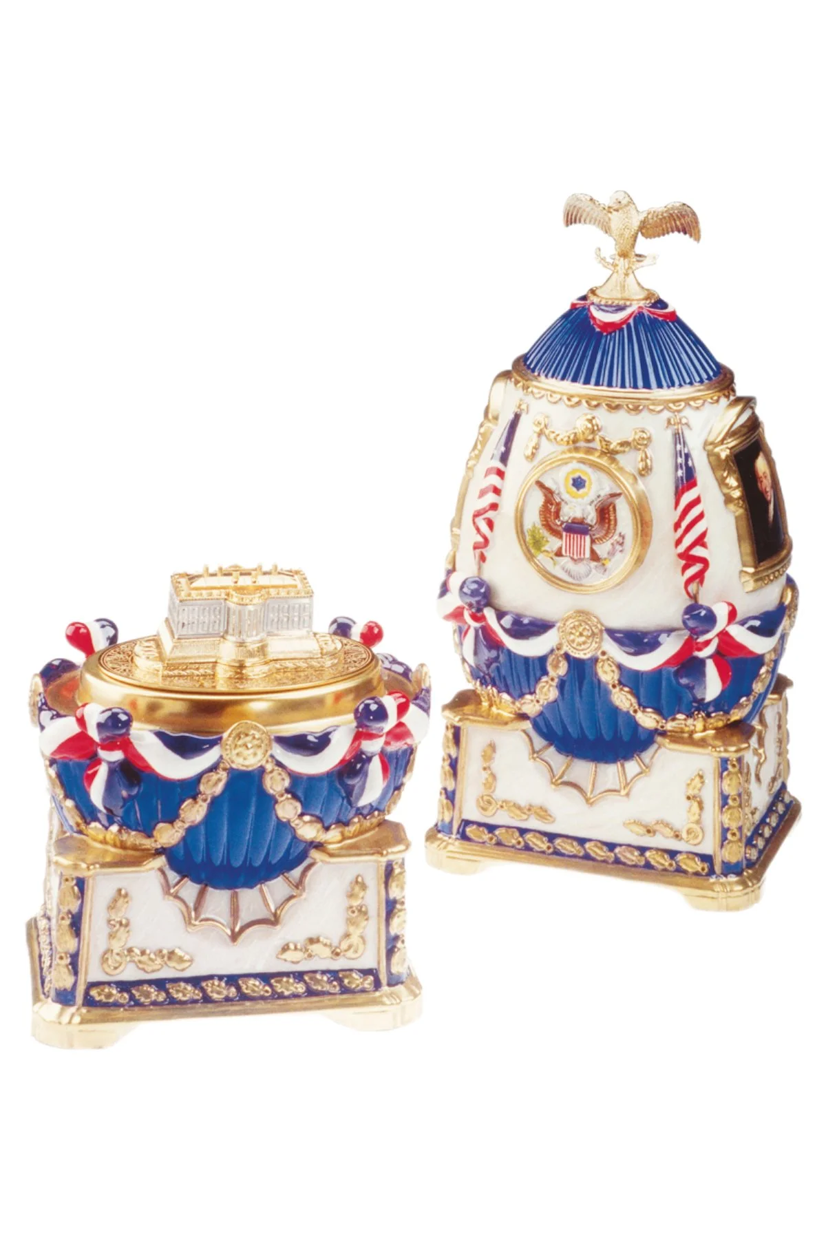White House Egg, an original Theo Fabergé Egg creation in sterling silver and gold.