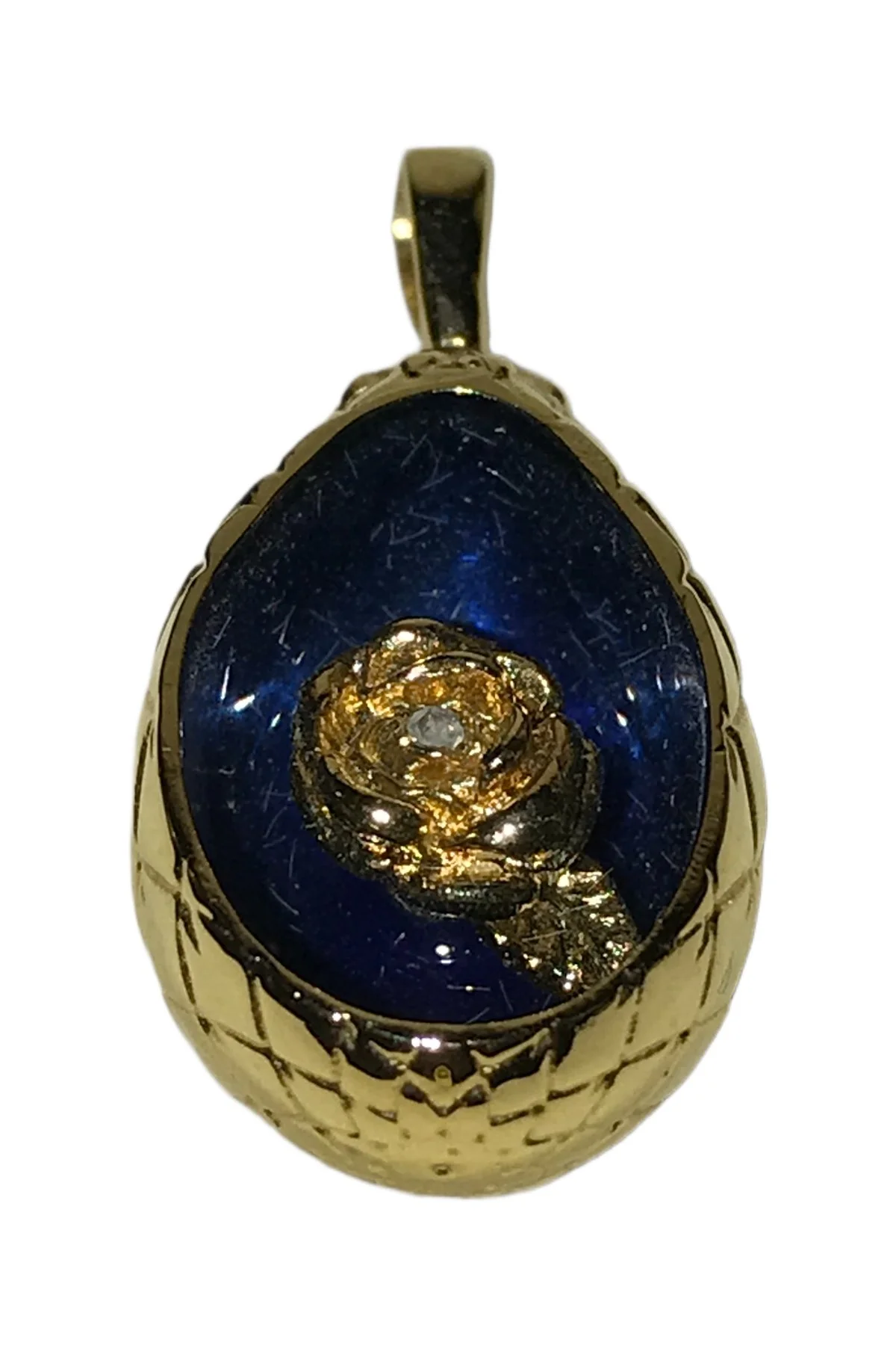 Sapphire Rose Pendant by Theo Fabergé in sterling silver and enamel.
