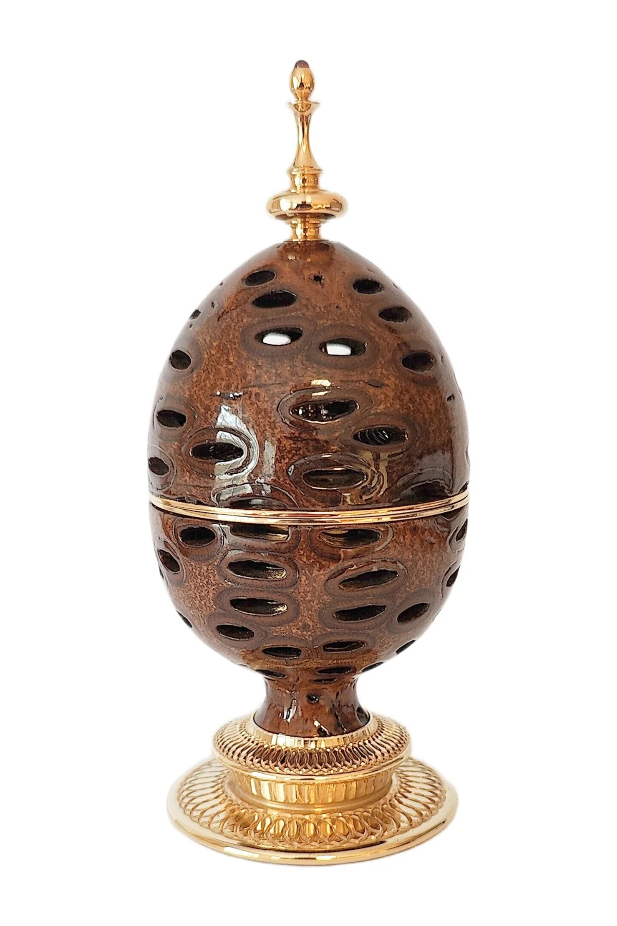 Grand Duke egg creation by Theo Fabergé honouring Russian imperial heritage with gold and enamel craftsmanship.