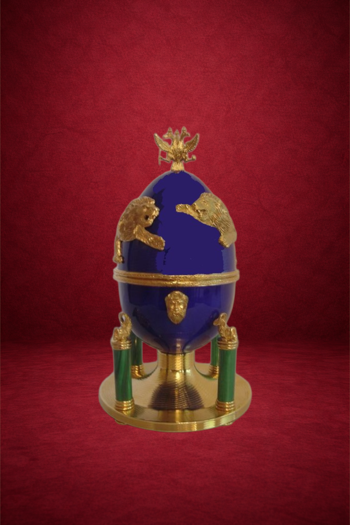 Samson egg creation by Theo Fabergé inspired by the Samson fountain at Peterhof.