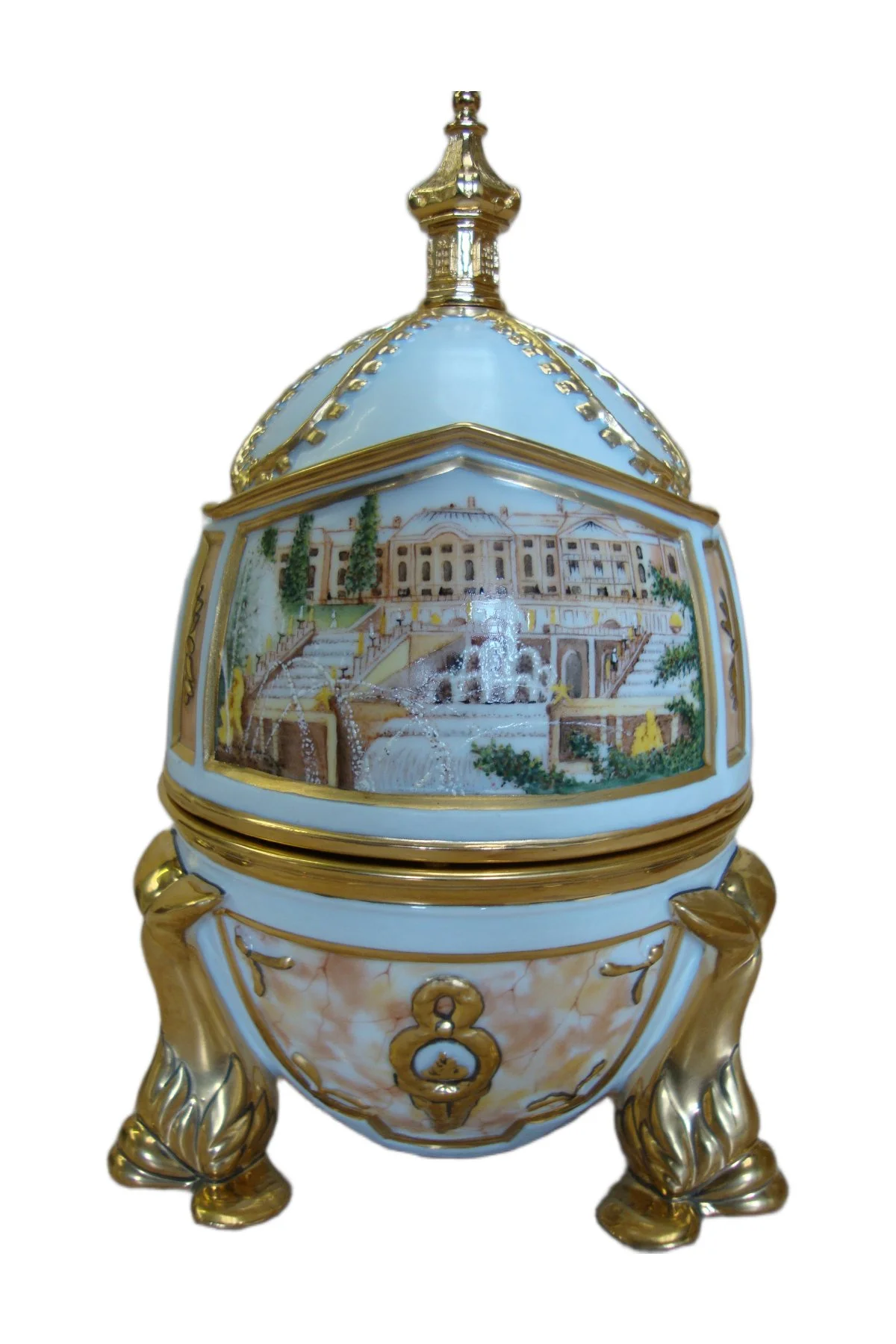 Peterhof egg creation by Theo Fabergé inspired by the Peterhof Palace fountains and gardens.