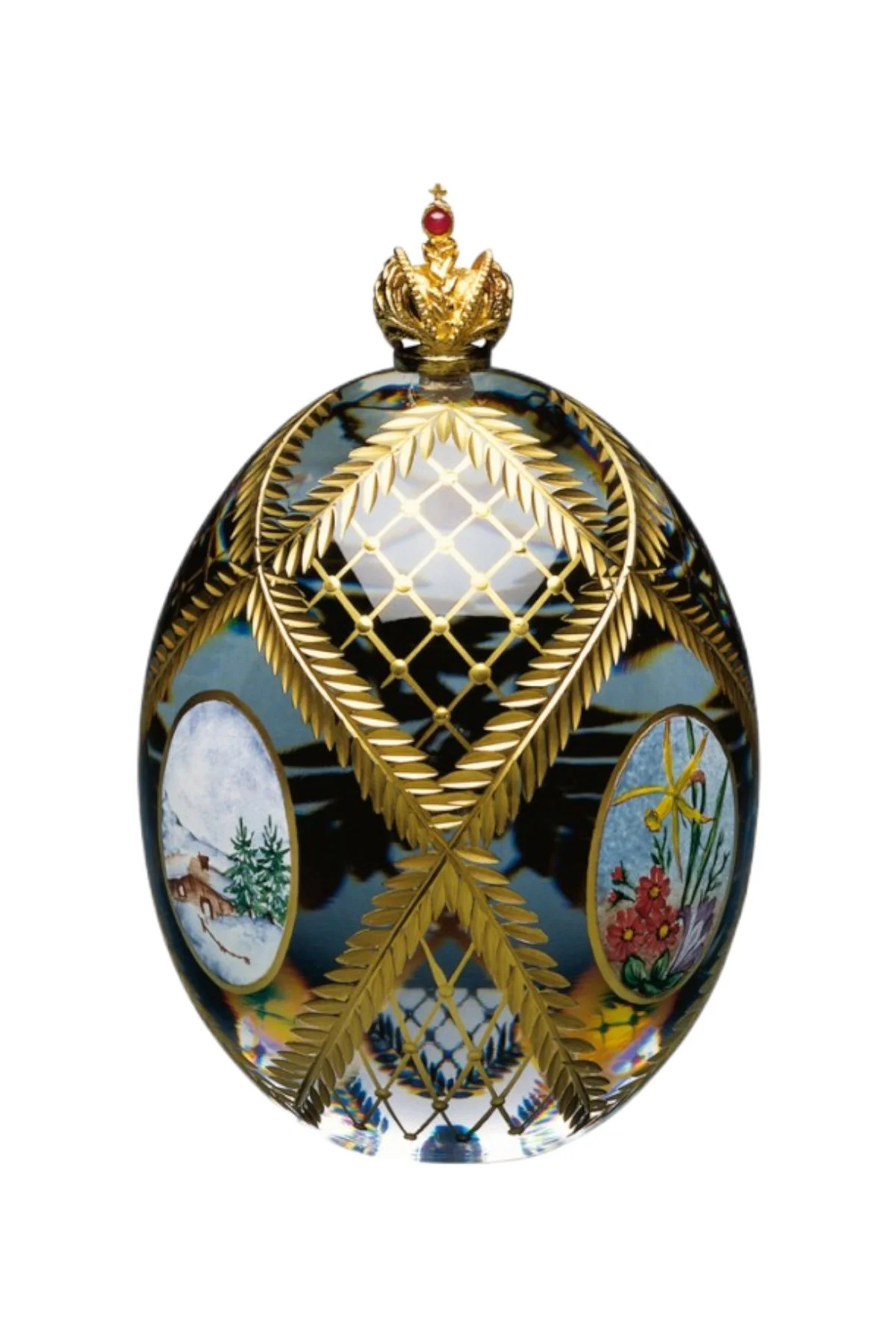 The Four Seasons Egg by Theo Fabergé, shown from the front.