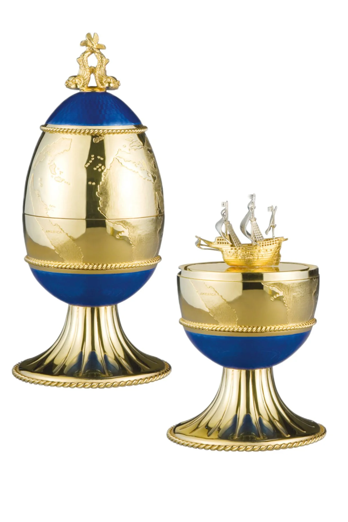 New World Egg open to reveal its handcrafted surprise.