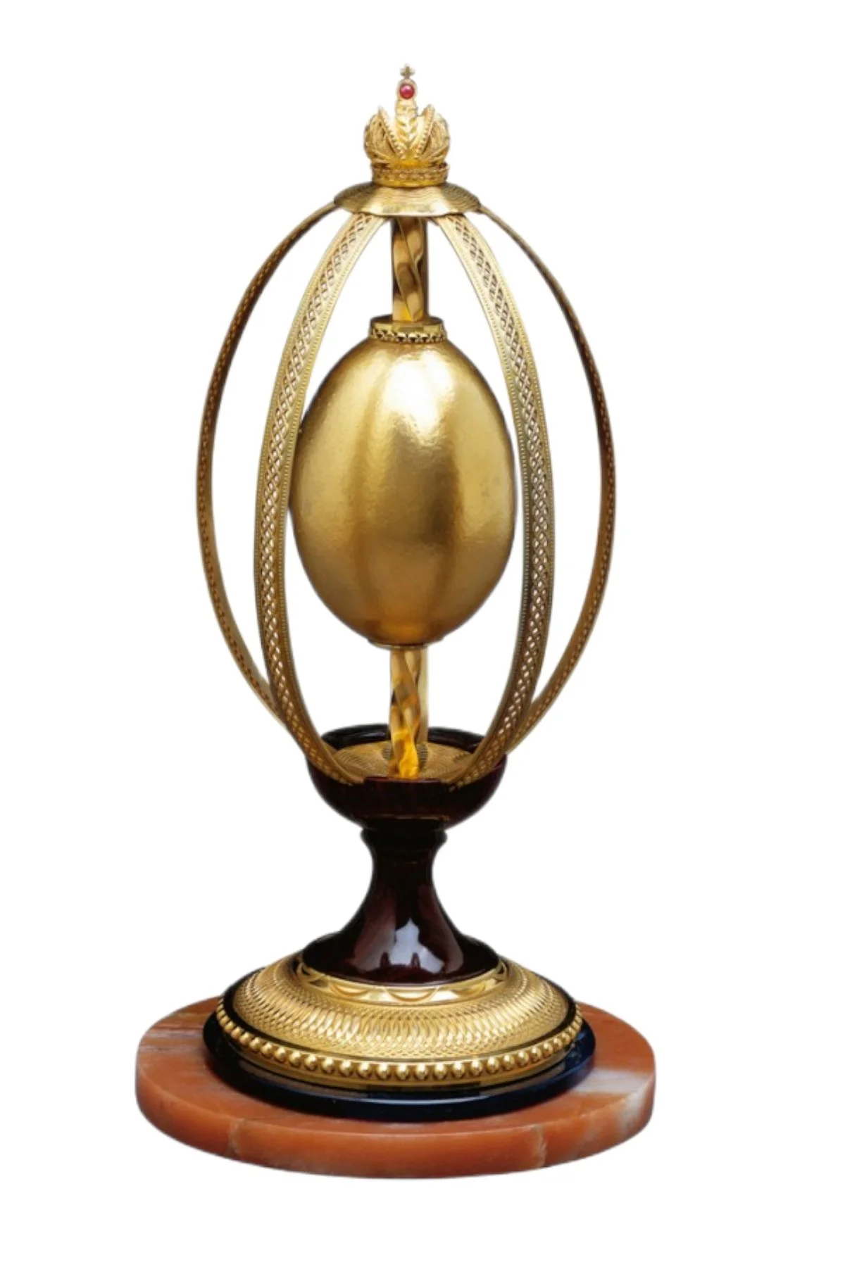 The Presentation Golden Egg by Theo Fabergé, shown from the front.