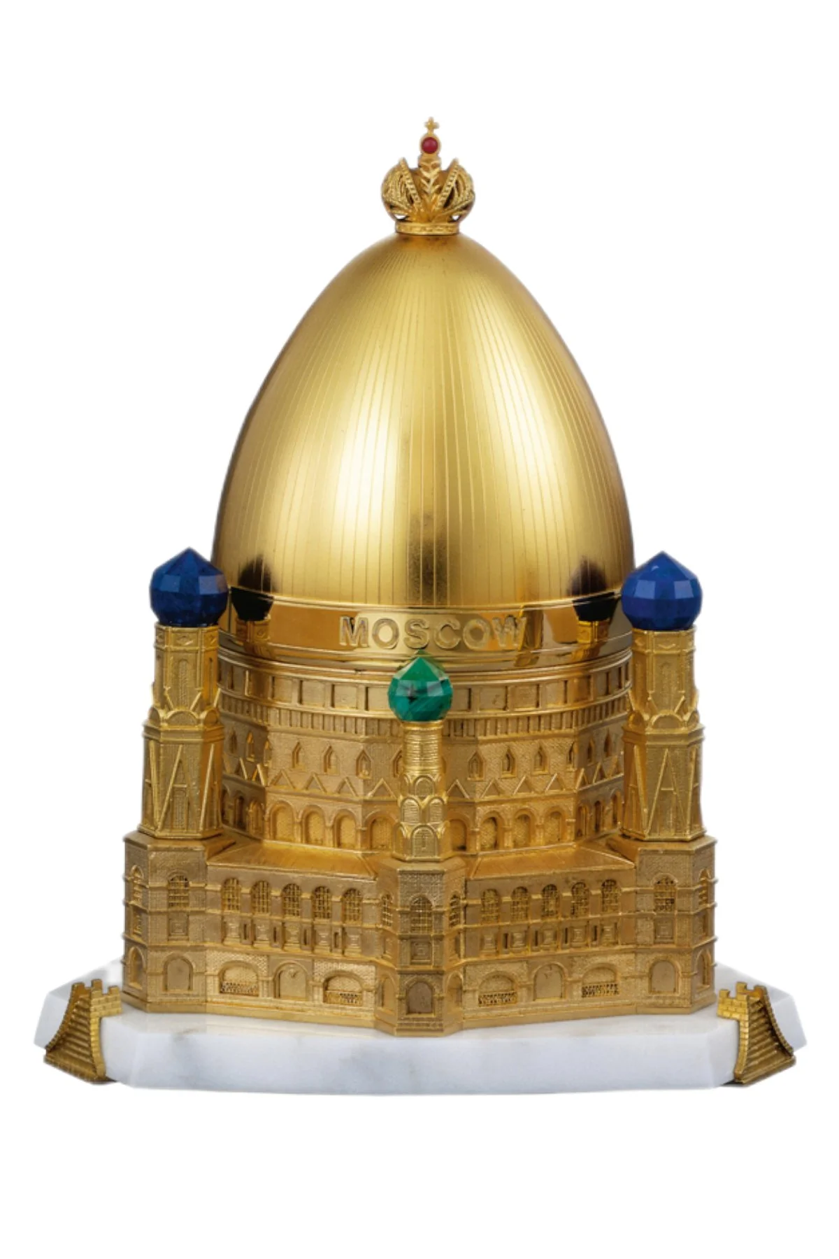 The Moscow Egg by Theo Fabergé, shown from the front.