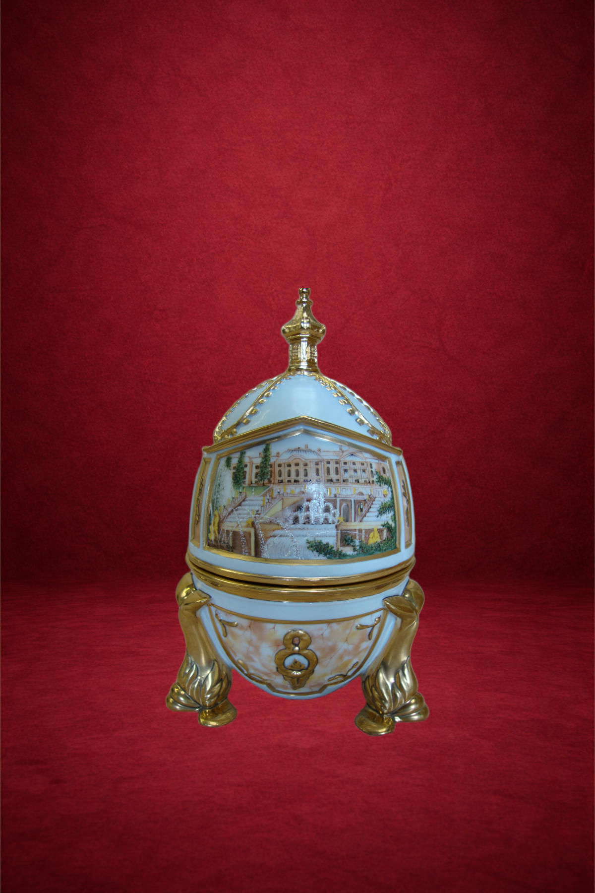 Peterhof egg creation by Theo Fabergé inspired by the Peterhof Palace fountains and gardens.