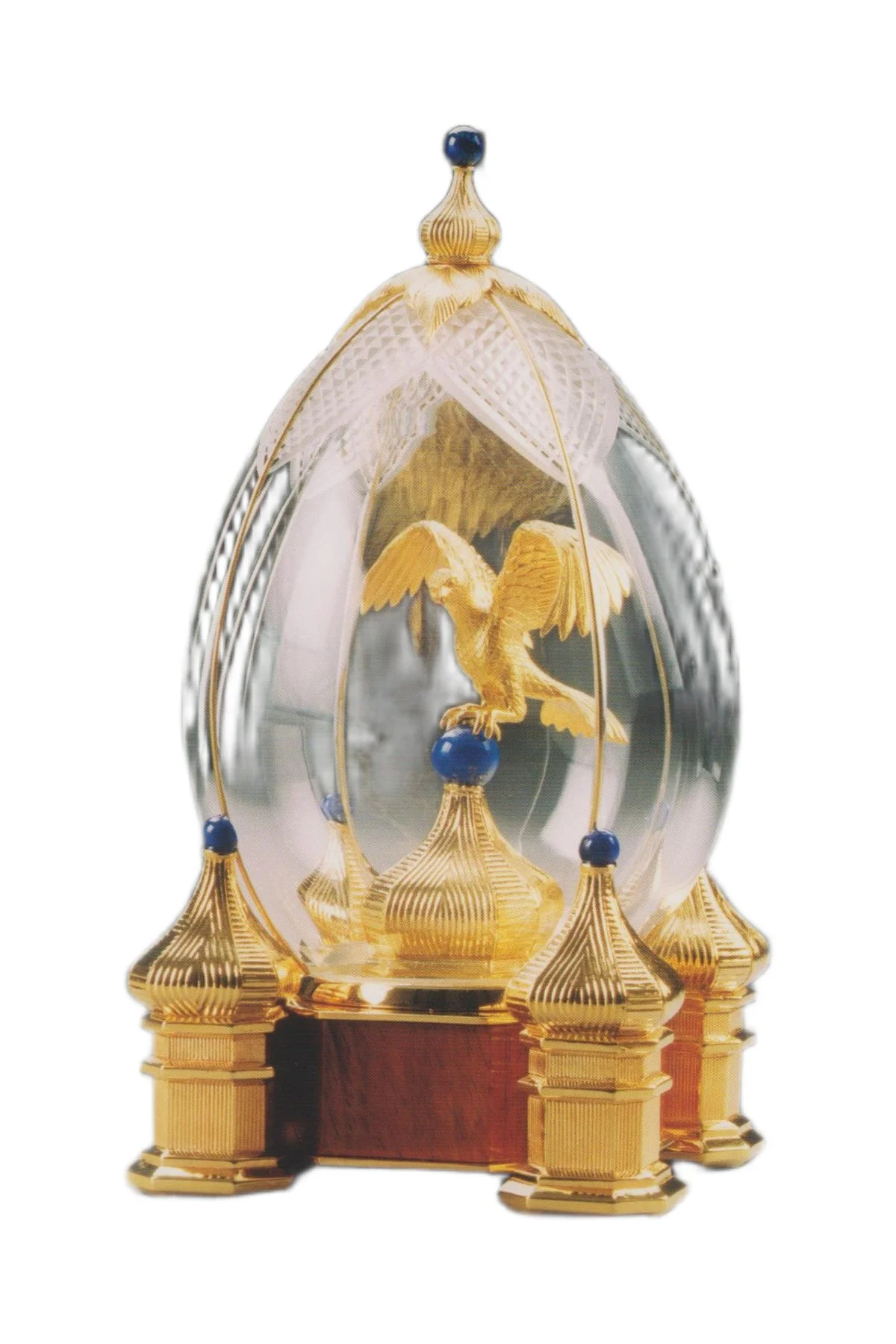 Royal Falcon Hunt egg creation by Theo Fabergé inspired by traditional falconry with detailed enamel decoration.