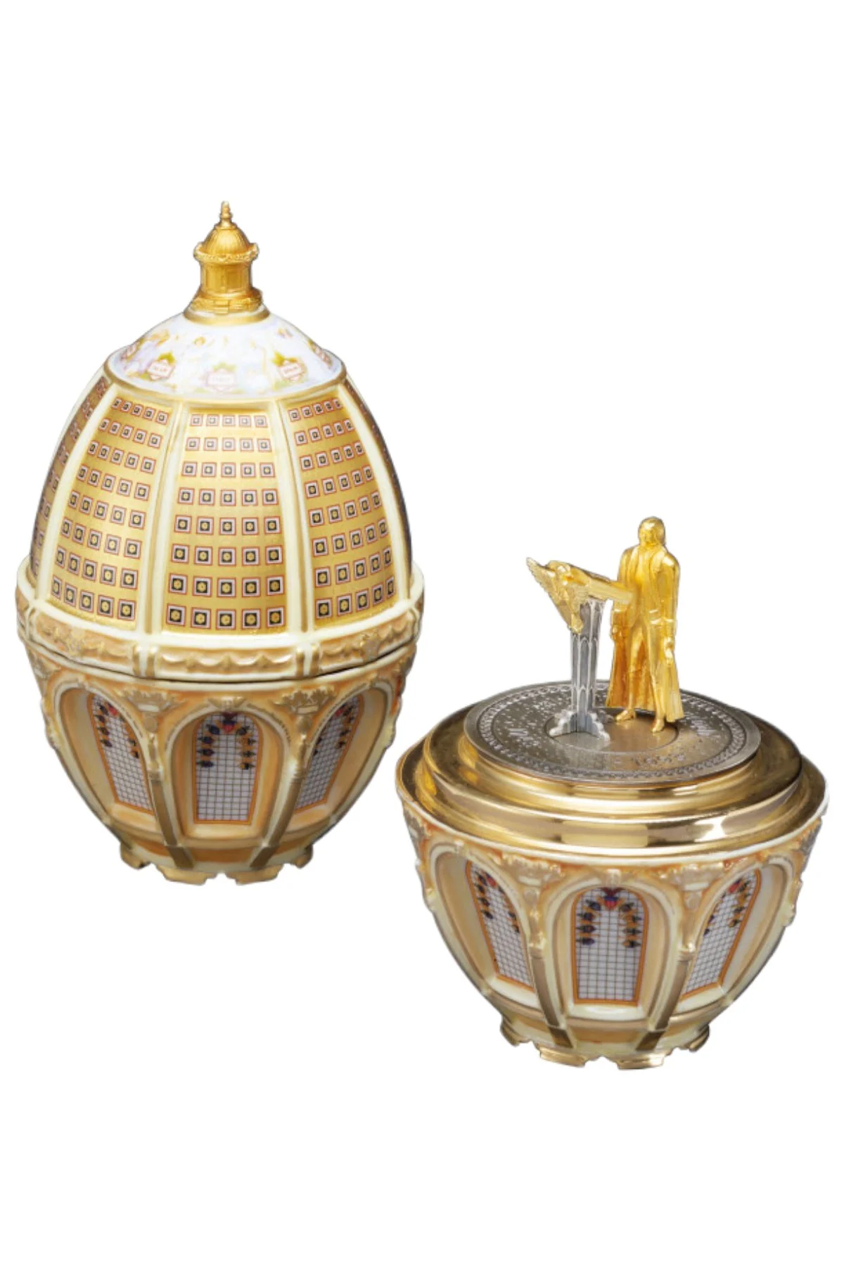 The Enlighten the People Egg by Theo Fabergé, shown from the front.